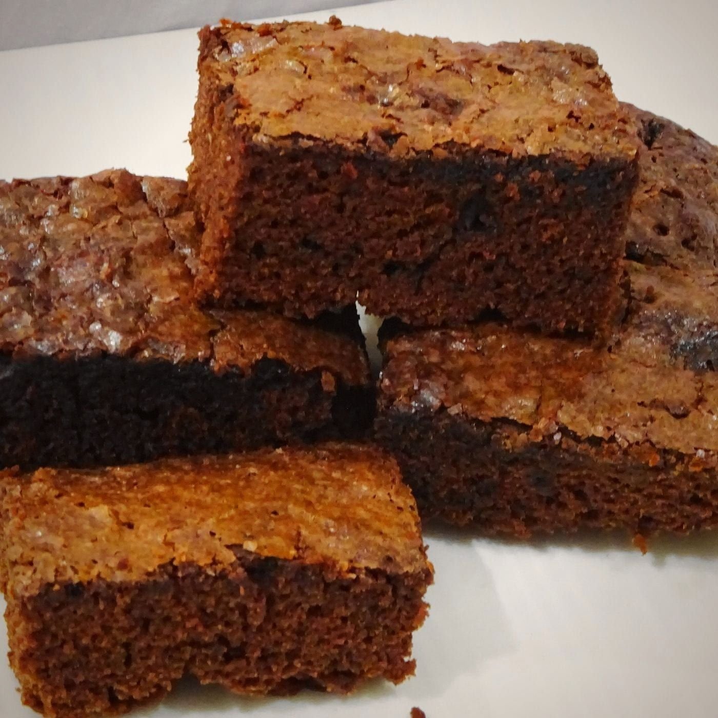 Plain chocolate brownie slice on a plate (representative photo)